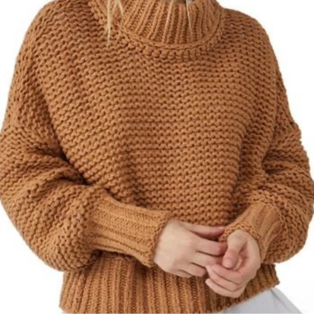 Free People Warm Brown Turtleneck Sweater